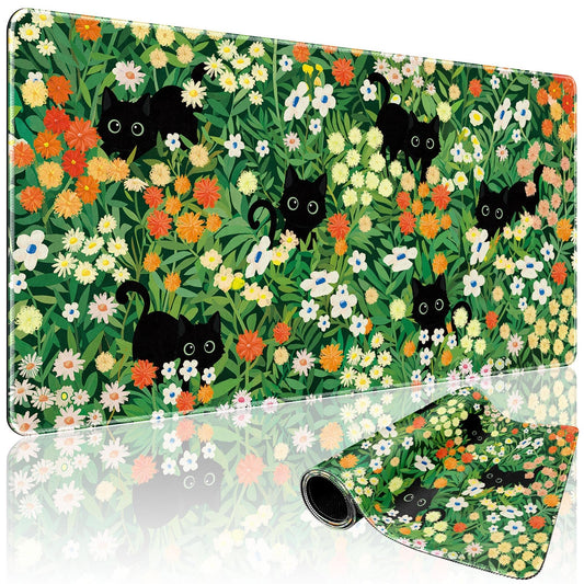 Mcapirivo Cute Flower Cat Large Gaming Mouse Pad Desk Mat 31.5"x15.7"
