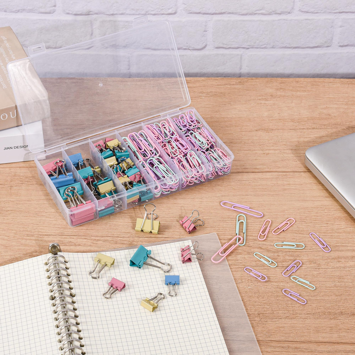 400PCS Pink Paper Clips and Binder Clips Assorted Sizes