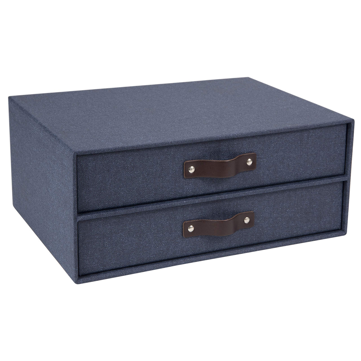 Bigso Birger 2-Drawer Canvas Fiberboard Easy Pull Handle Document Letter Box | Desktop Drawers for