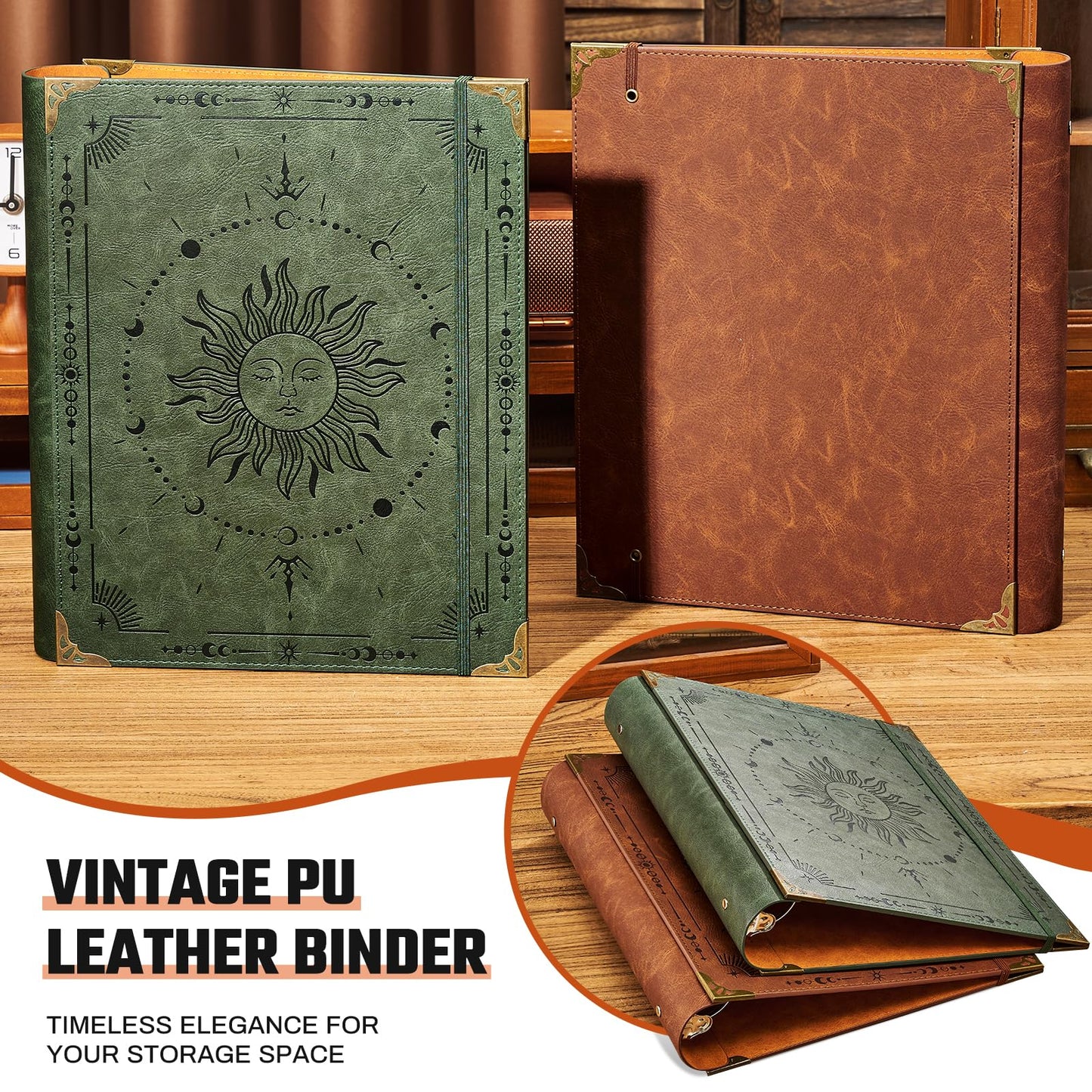 Ovesmusl PU Leather 3 Ring Binder 2 Inch Fits 8.5"x11" Letter Size Paper