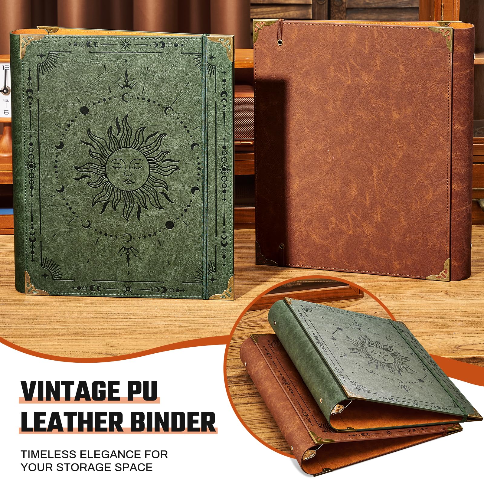 Ovesmusl PU Leather 3 Ring Binder 2 Inch Fits 8.5"x11" Letter Size Paper