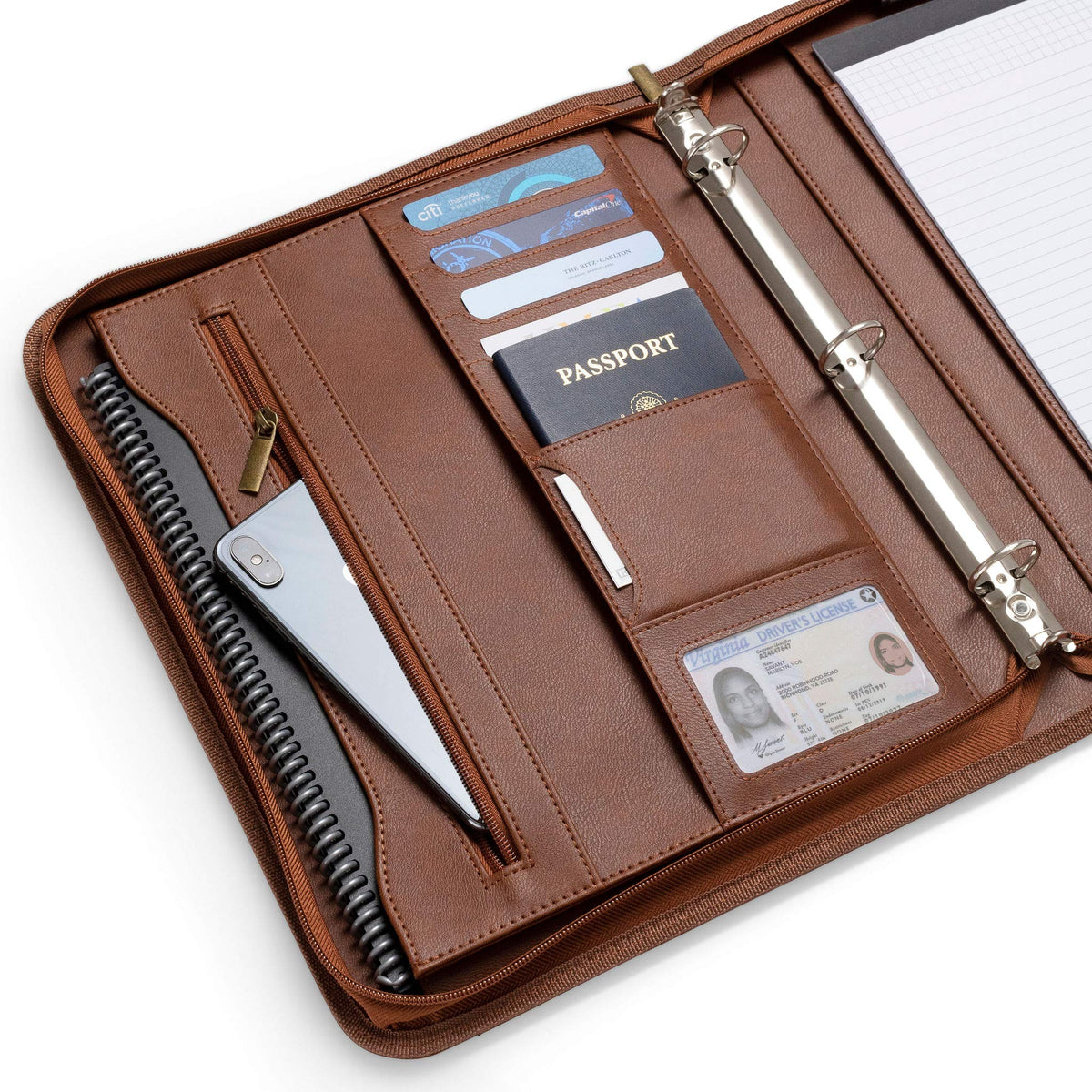 Forevermore Portfolio Binder, 1.5" Permanent 3-Ring, Vegan Leather, Brown
