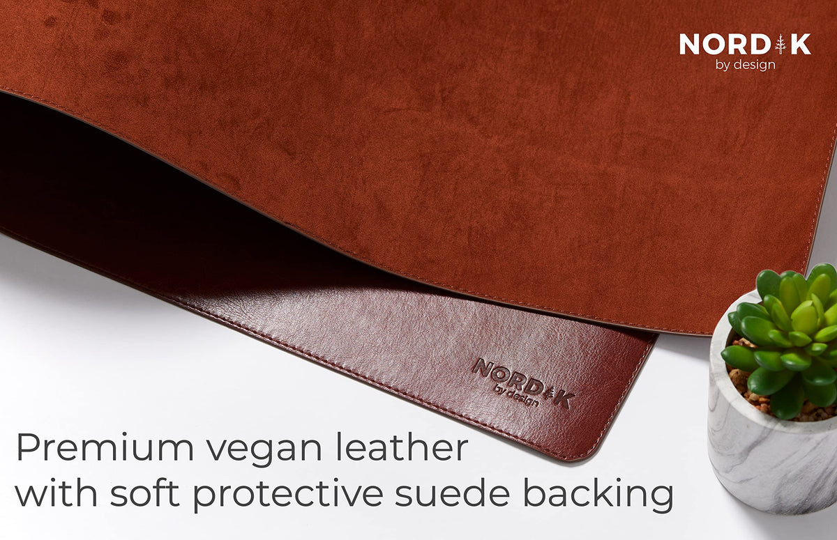 Nordik Leather Desk Mat - Whiskey Brown - Large Leather Desk Pad 35x17 in