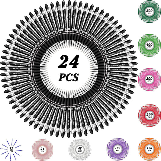 MOUZYLCASE 24 Pcs Personalized Pens Custom Ballpoint Pens with Name Logo Customized Ink Pens with