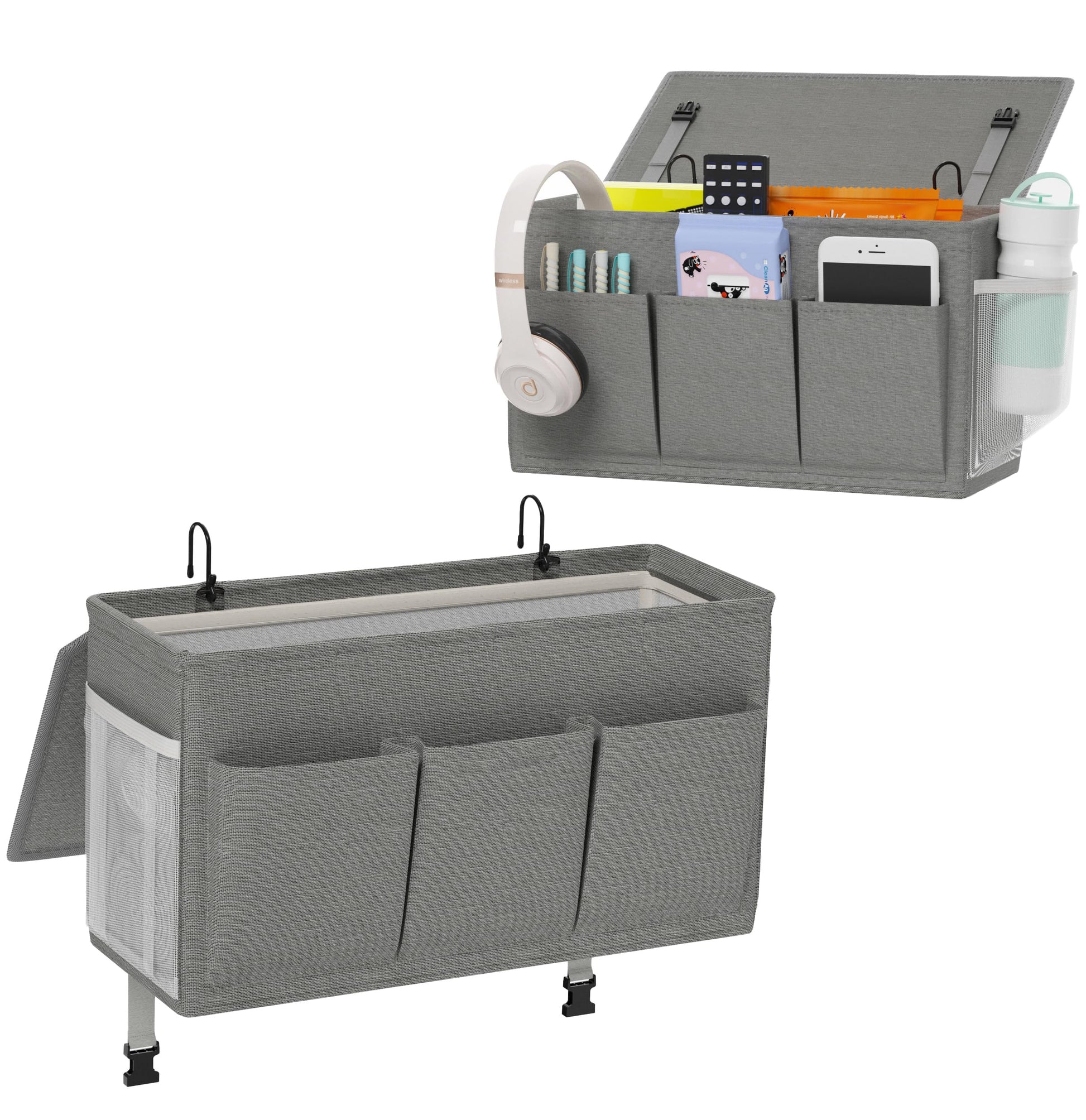 Bedside Caddy Storage Organizer for Bed Rails, Bed Caddy with 6 Pockets