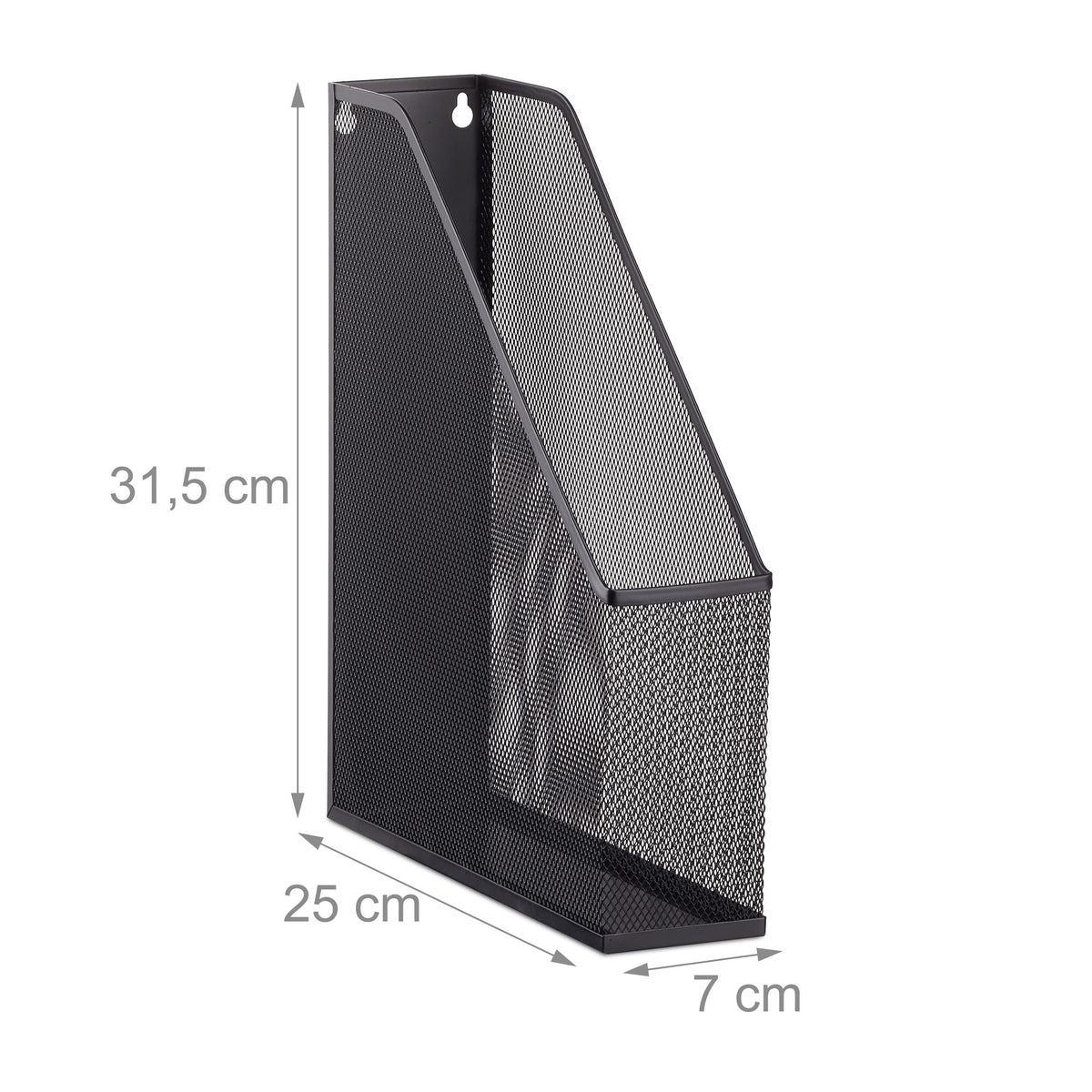 Relaxdays Stand Metal Mesh Upright Lever Arch File A4 to C4, Archive Box, Eyelets For Wall