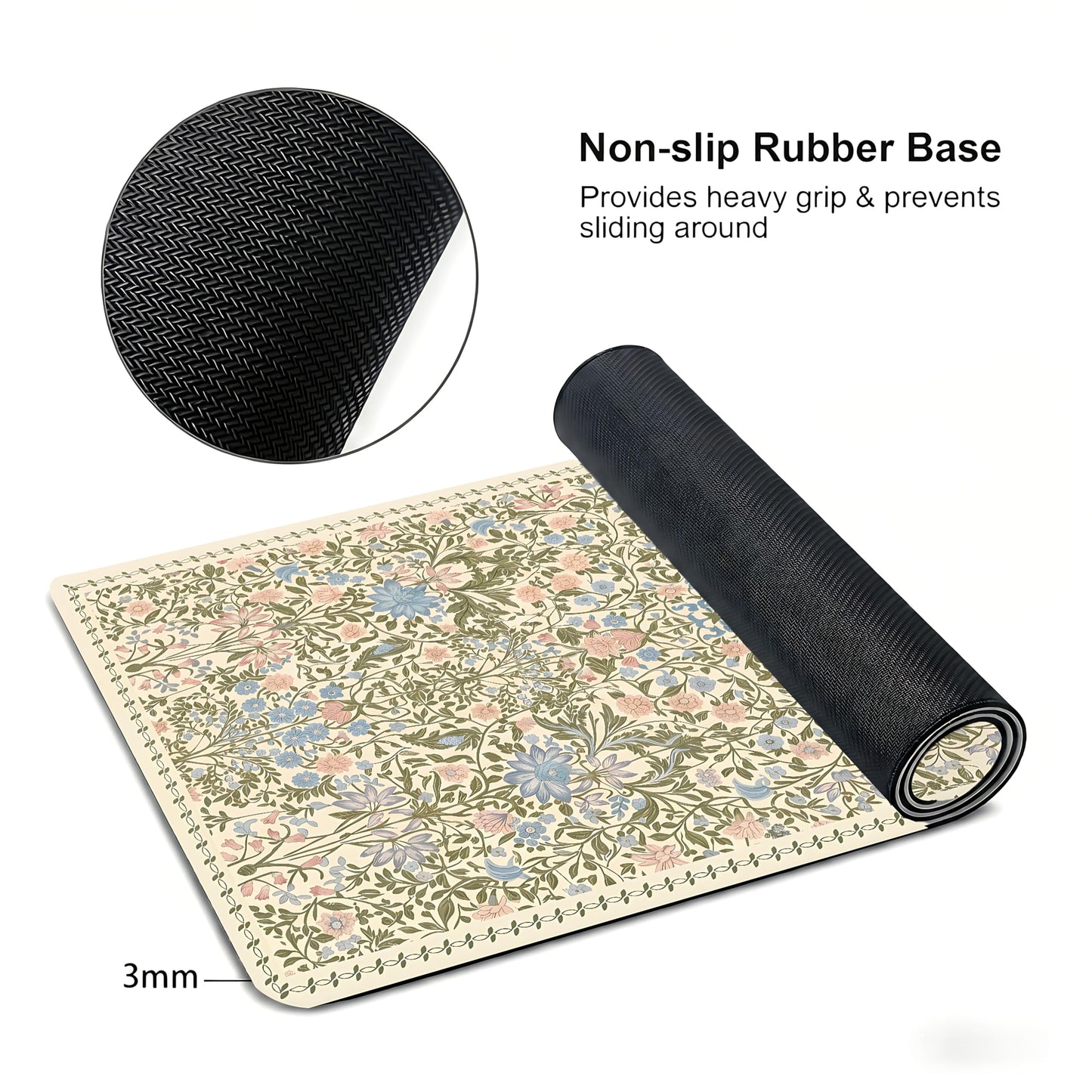 Cute Floral Aesthetic Daisy Gaming Mouse Pad, Pink Rug Desk Mat with Anti-Slip Base & Stitched