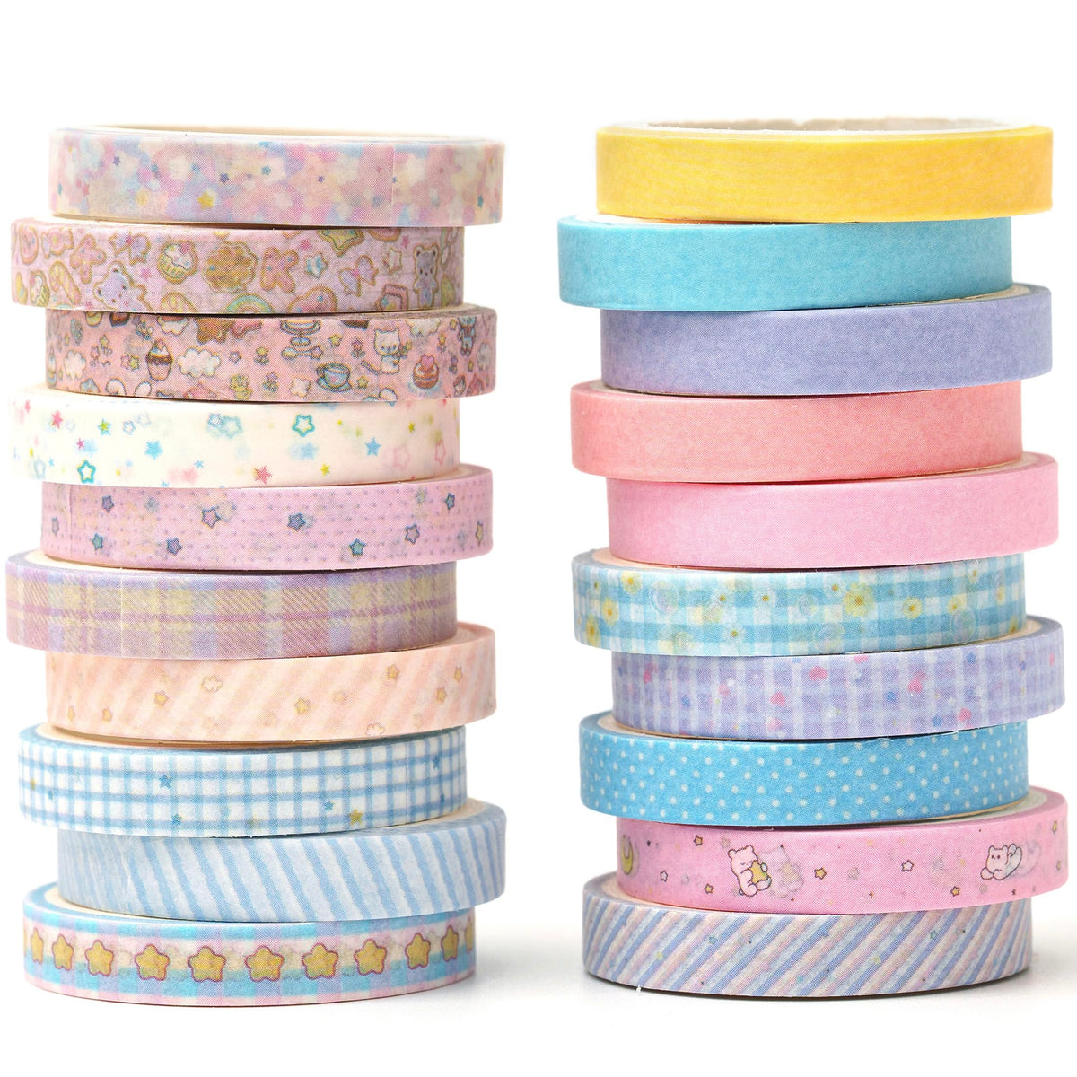 YUBX Vintage Washi Tape Set 20 Rolls Skinny Retro Decorative Antique Patterns Masking Tapes for