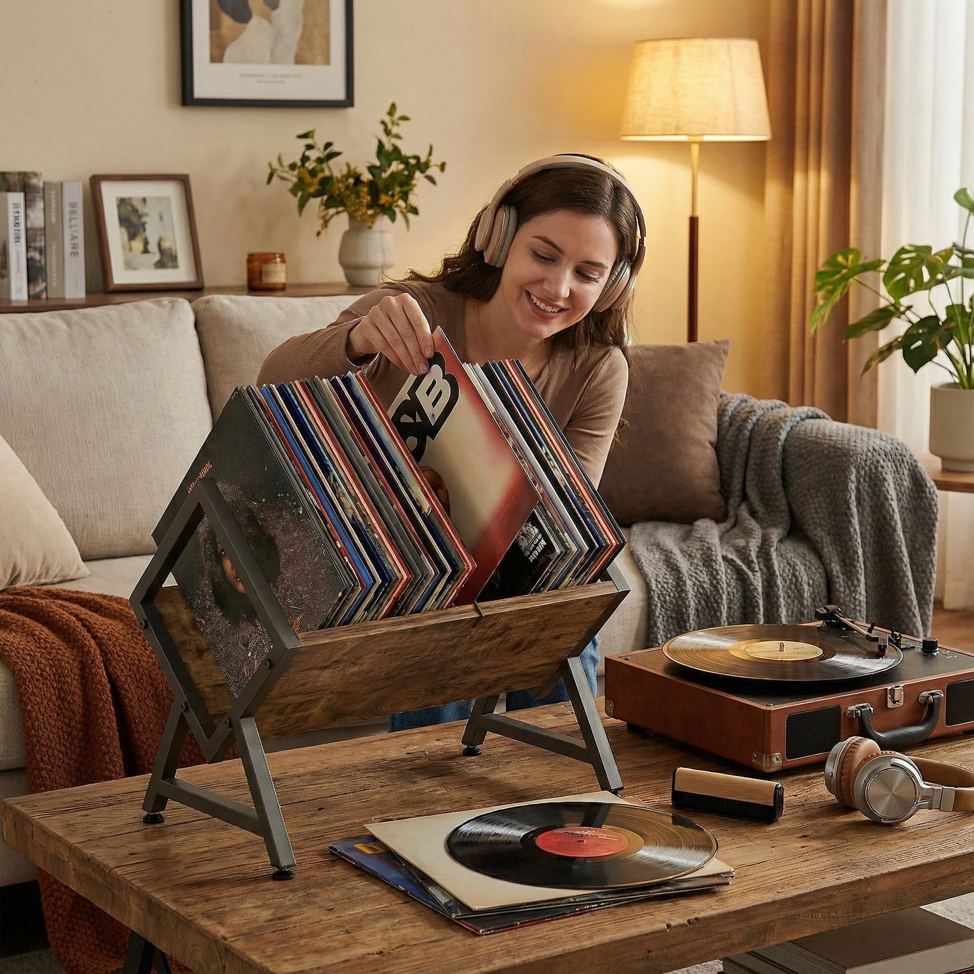 VonDream Vinyl Record Storage Holder, Space-Saving Album Organizer