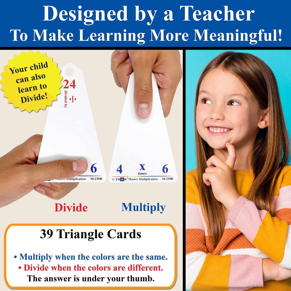 Think2Master Premium 260 Laminated Multiplication & Triangle Division Flash Cards. (All 0-12 X