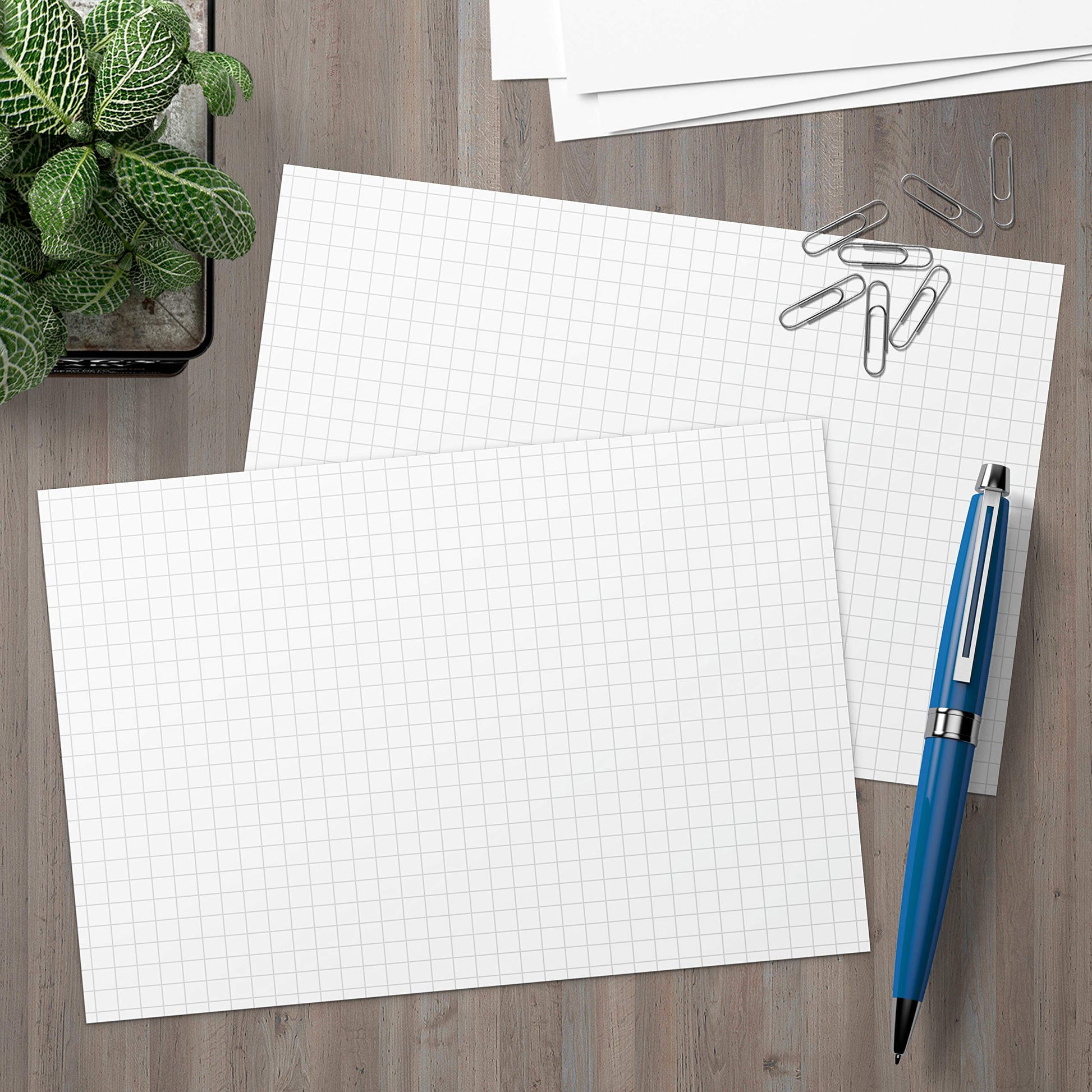 321Done Graph Index Cards, Large 5x7, Set of 50, 0.20" Grid Squares, White