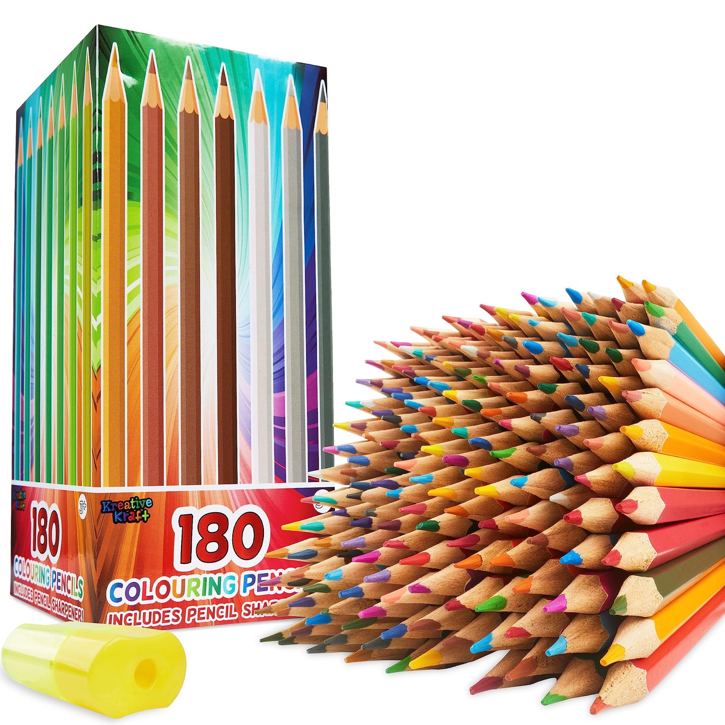 KreativeKraft Coloured Pencils Set of 180 - Colouring Pencils for Kids Teens and Adults - 30