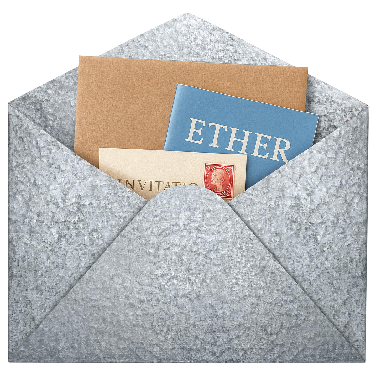 Everydecor Galvanized Metal Envelope for Wall Hanging - Mail Holder Decor Piece for Indoor and