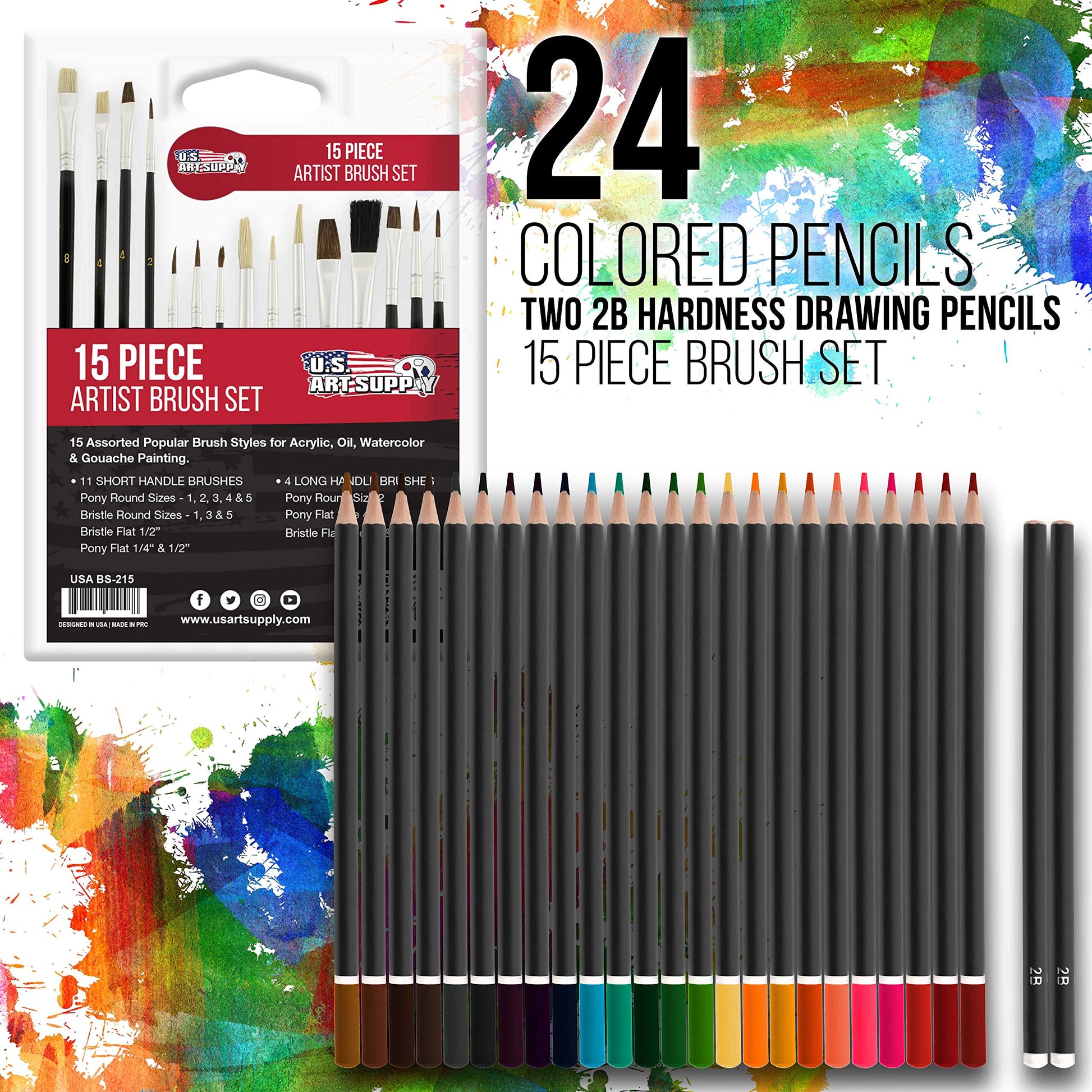 U.S. Art Supply 162-Piece Mega Wood Box Artist Kit for Painting, Drawing