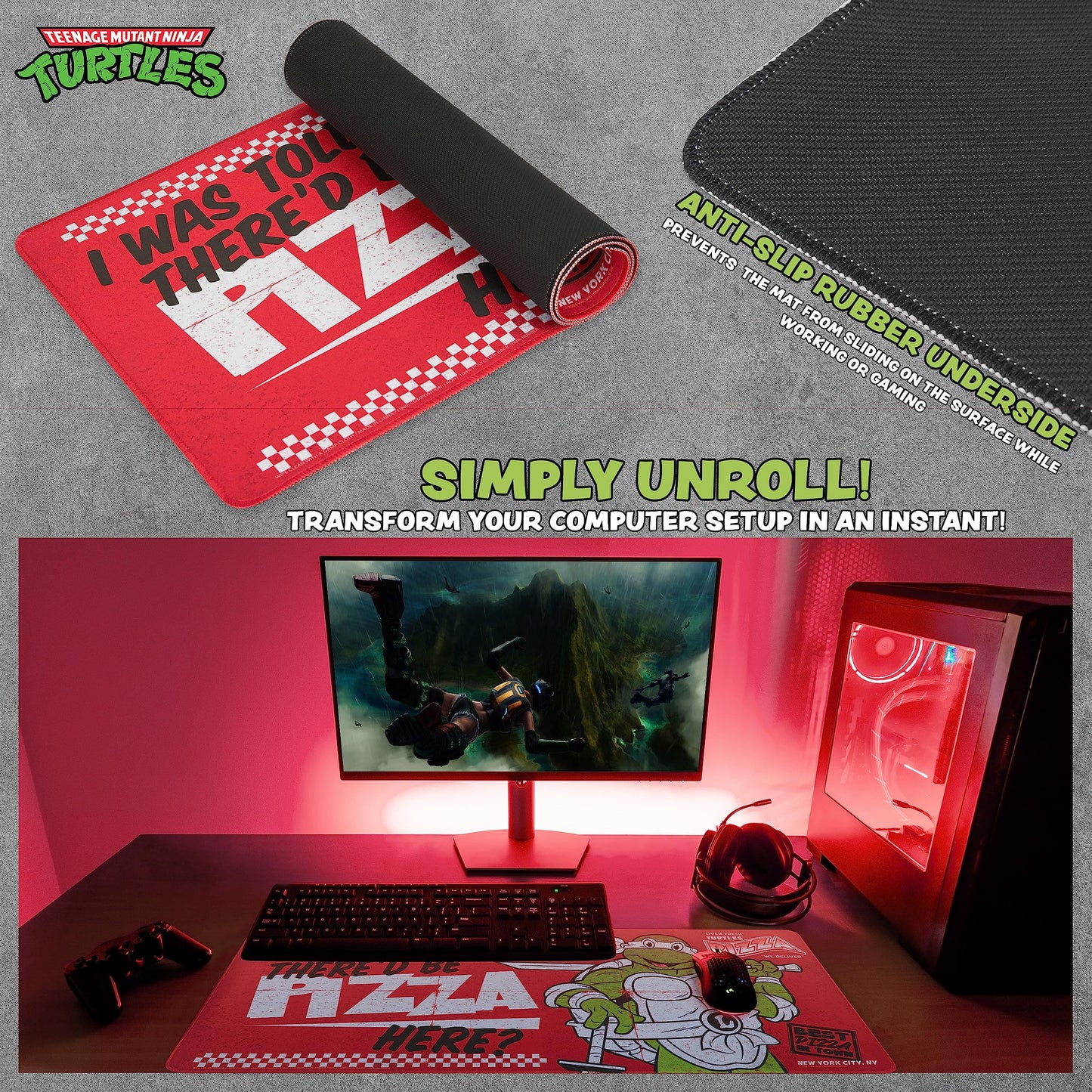 Teenage Mutant Ninja Turtles Desk Pad Large Mouse Mat 27.5 x 11.8 Desk Protector PC Laptop Keyboard