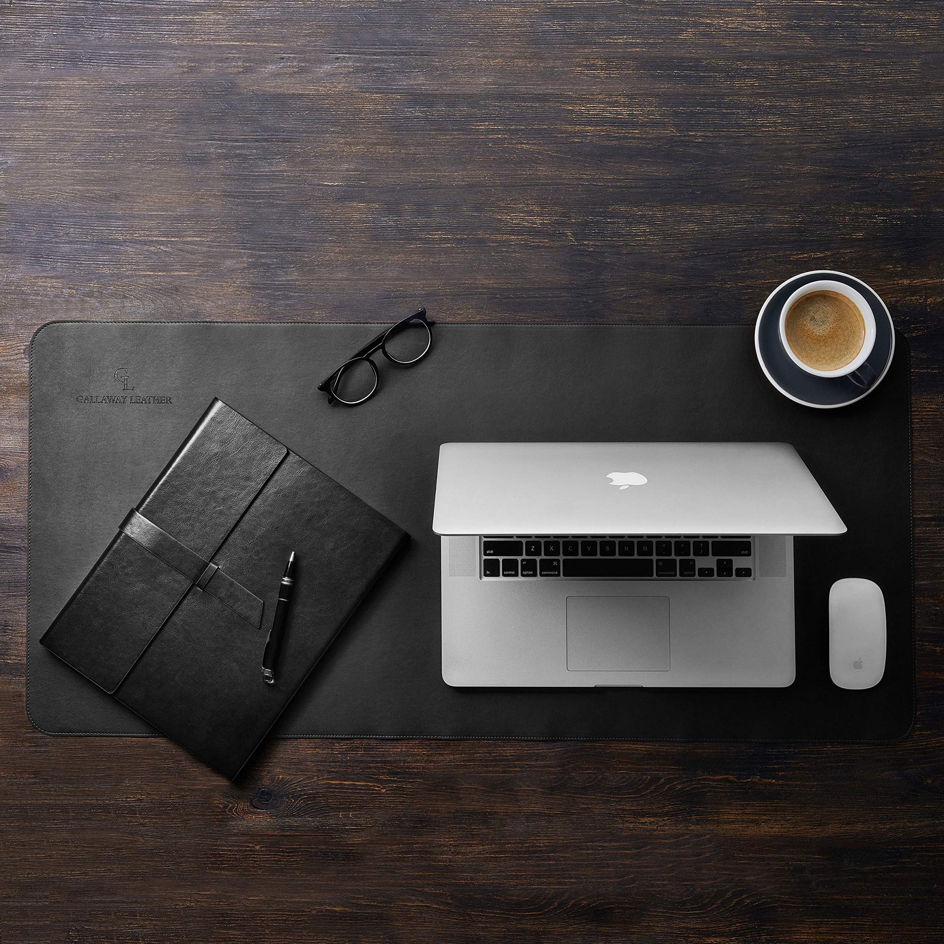 Gallaway Leather Desk Mat, Office Writing Desk Pad, Large 36" x 17" Black, for Top of Desks, Gift