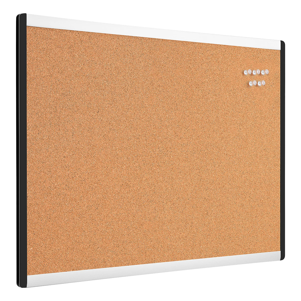 Amazon Basics Cork Bulletin Board, 23" x 17", Lightweight, Easy to Mount, Aluminum/Plastic Frame