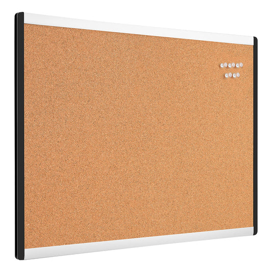 Amazon Basics Cork Bulletin Board, 23" x 17", Lightweight, Easy to Mount, Aluminum/Plastic Frame