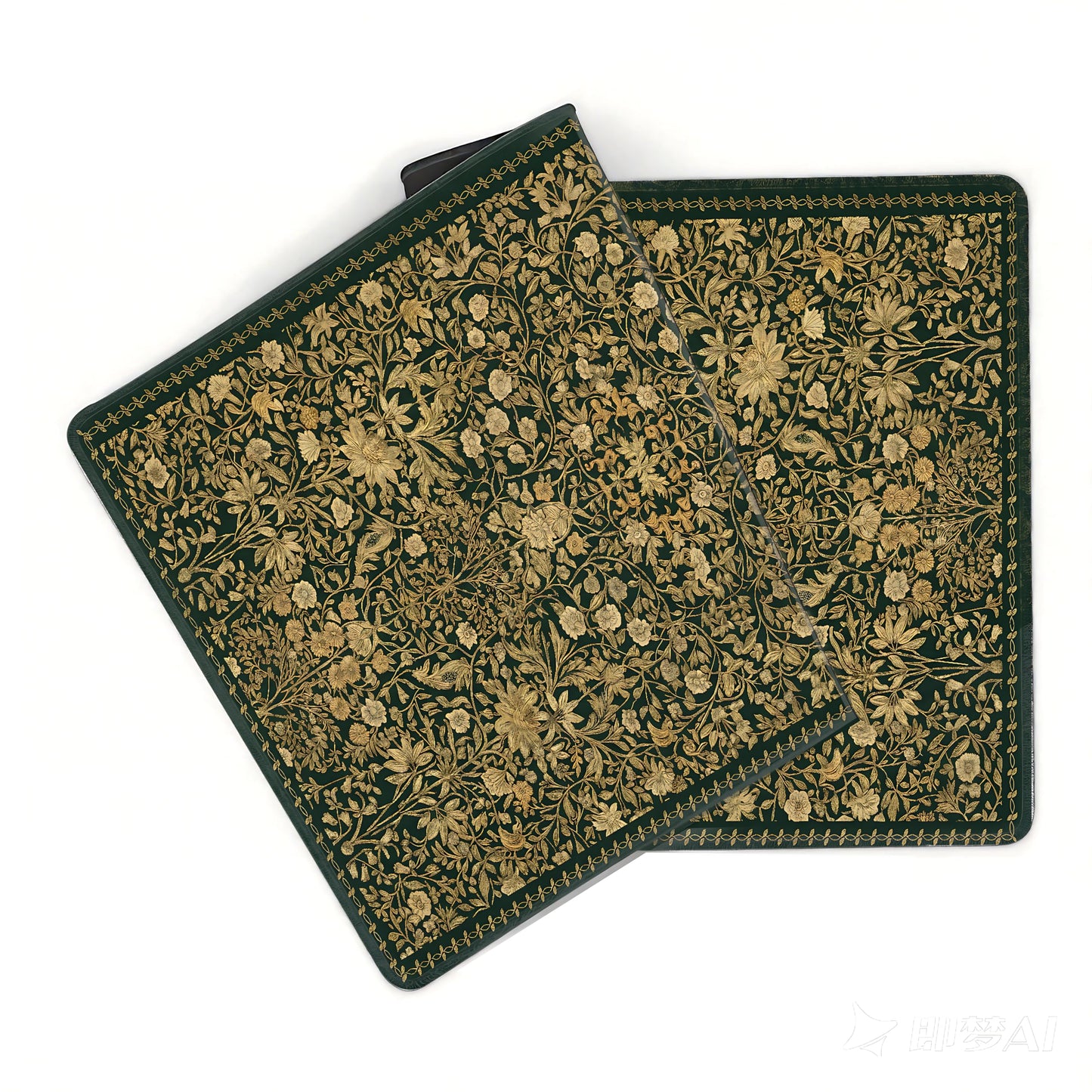 Cute Floral Aesthetic Daisy Gaming Mouse Pad, Green Glod Rug Desk Mat with Anti-Slip Base &