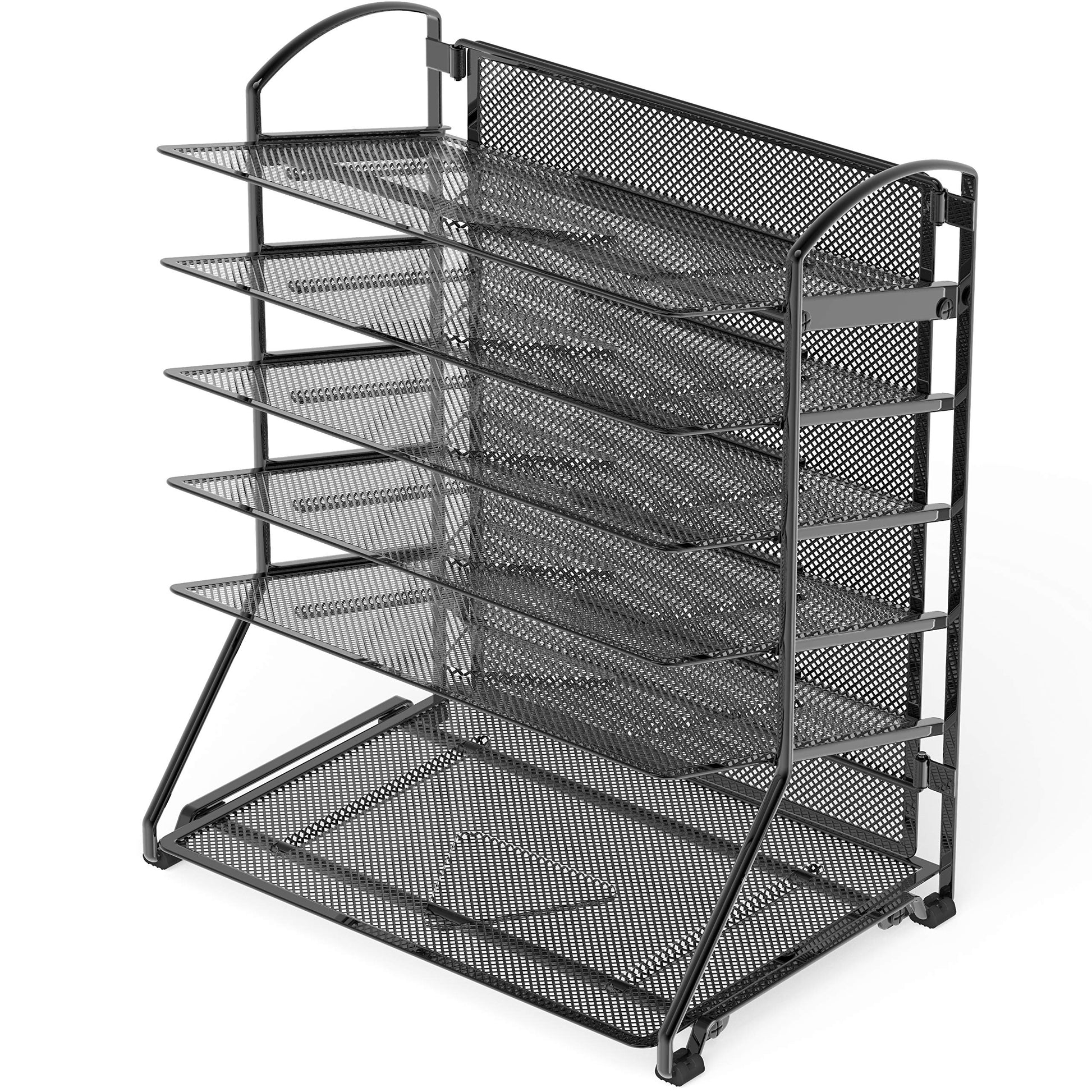 Simple Houseware 6-Tier Desk Organizer & Sliding Paper Tray, Black