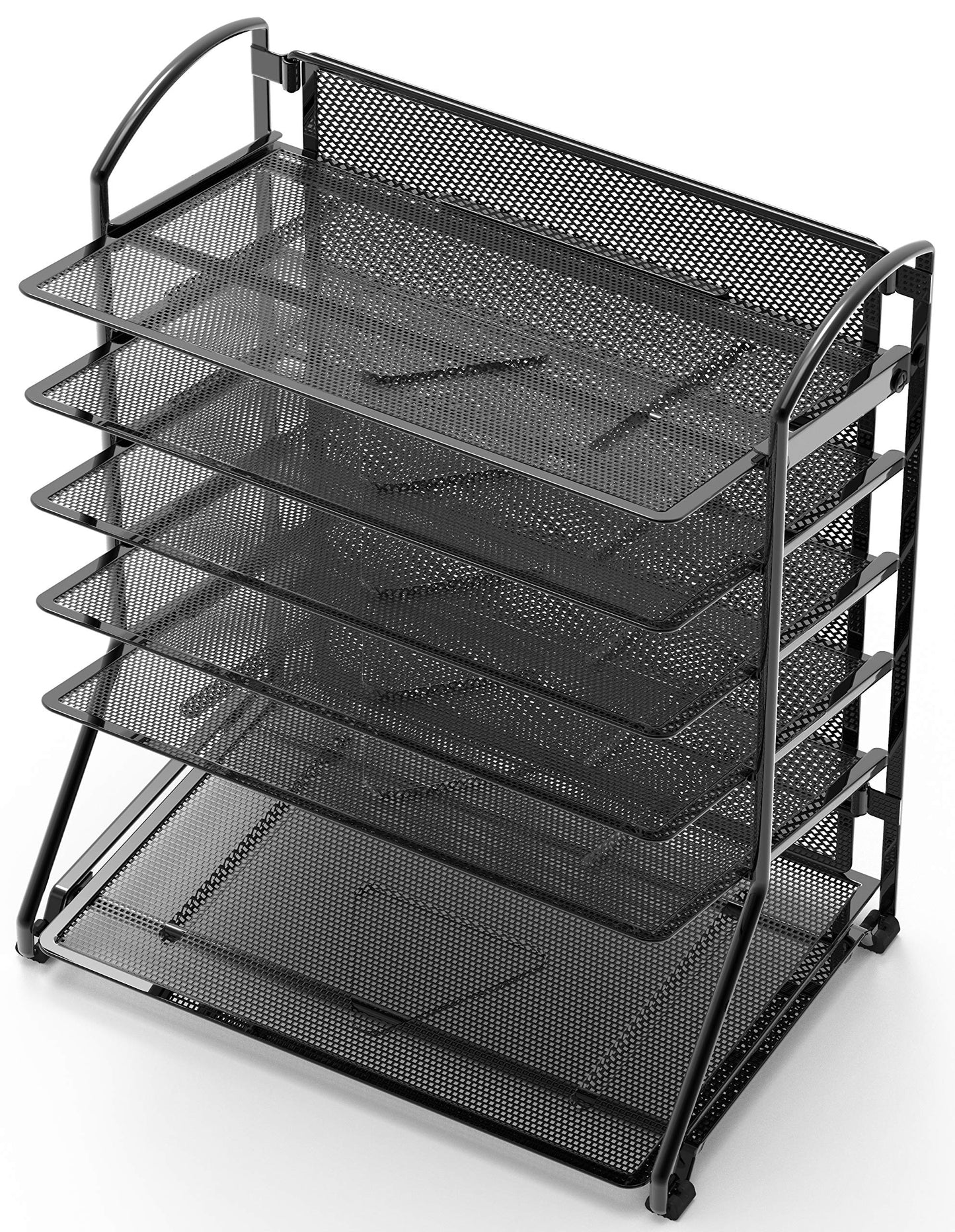Simple Houseware 2 Packs 6-Tier Desk Organizer & Sliding Paper Tray, Black