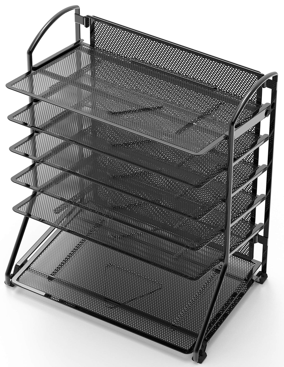Simple Houseware 2 Packs 6-Tier Desk Organizer & Sliding Paper Tray, Black