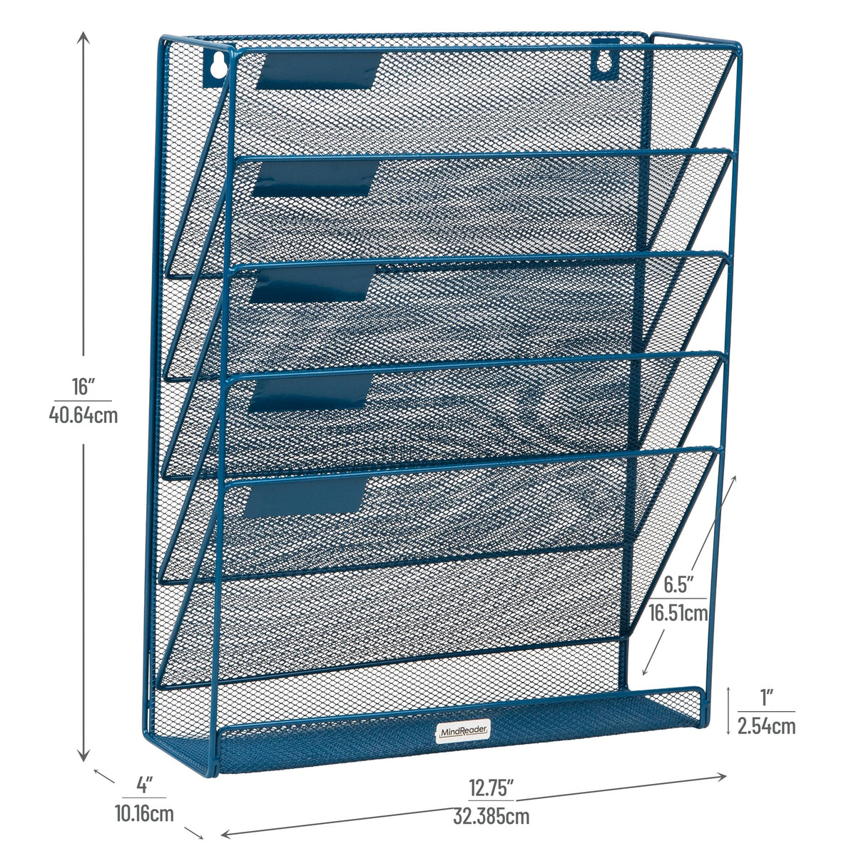 Mind Reader 5-Pocket Vertical File Storage, Desktop Organizer, Wall Mount, Office, Metal Mesh