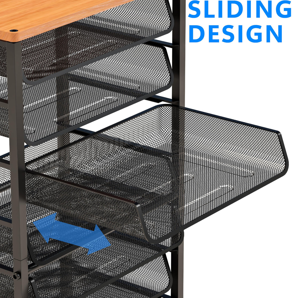 Simple Trending 12-Tier Rolling File Cart, Desk File Organizer with 11 Mesh Sliding Trays, Letter &