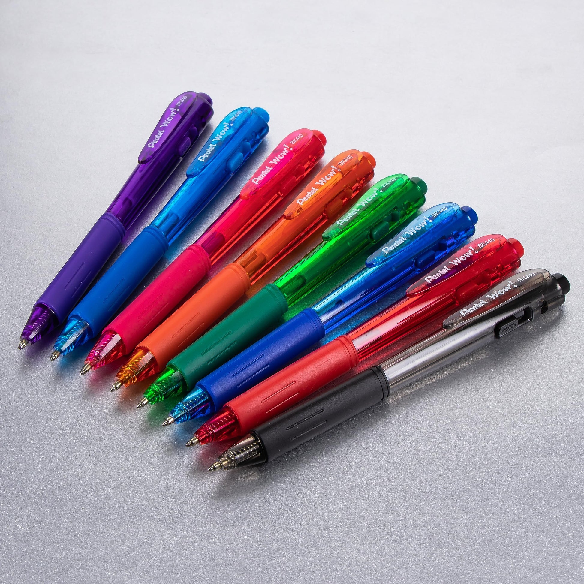 Pentel WOW! Ballpoint Pen, (1.0mm) Medium Line, Red Ink, Pack of 60, Canister (BK440PC60B)