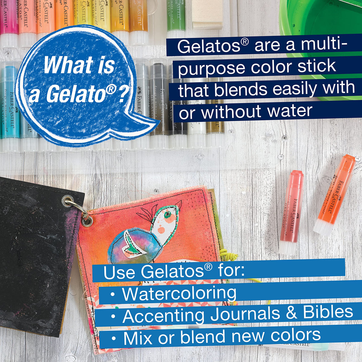 Faber-Castell Gelatos Gift Set: 28 Watercolor Gel Crayons and Art Supplies for Painting, Drawing &