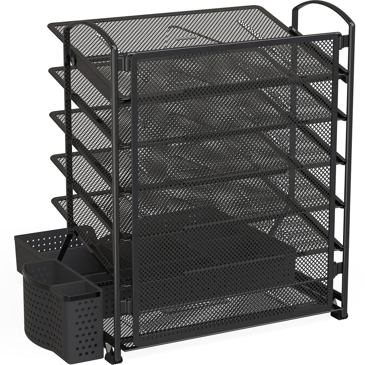 Simple Houseware 6-Tier Desk File Organizer w/Drawer & Pen Holder, Black