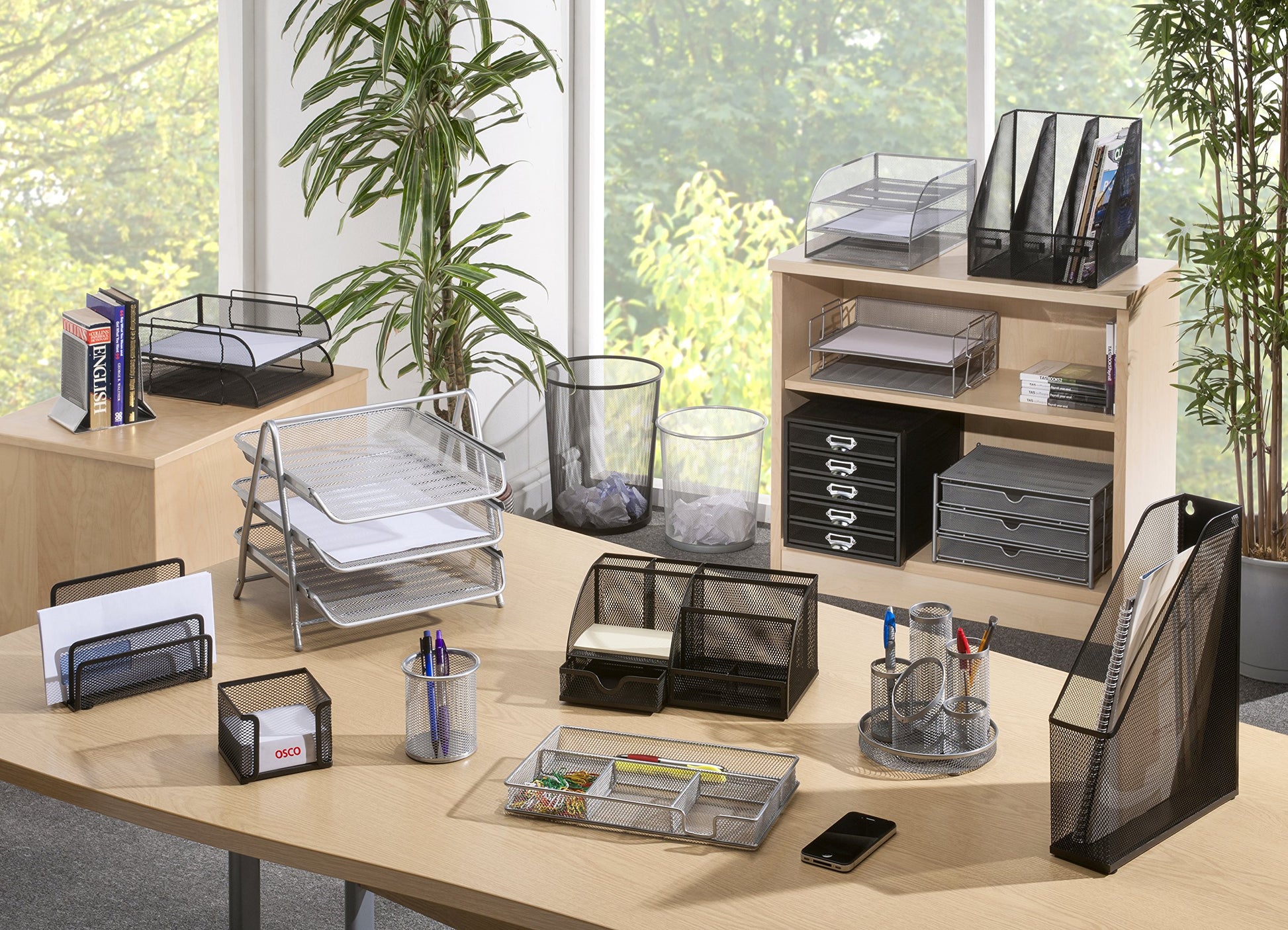 OSCO Black Wiremesh Three Tier Letter Tray | Document Storage | A4 Filing | Paper Organiser |