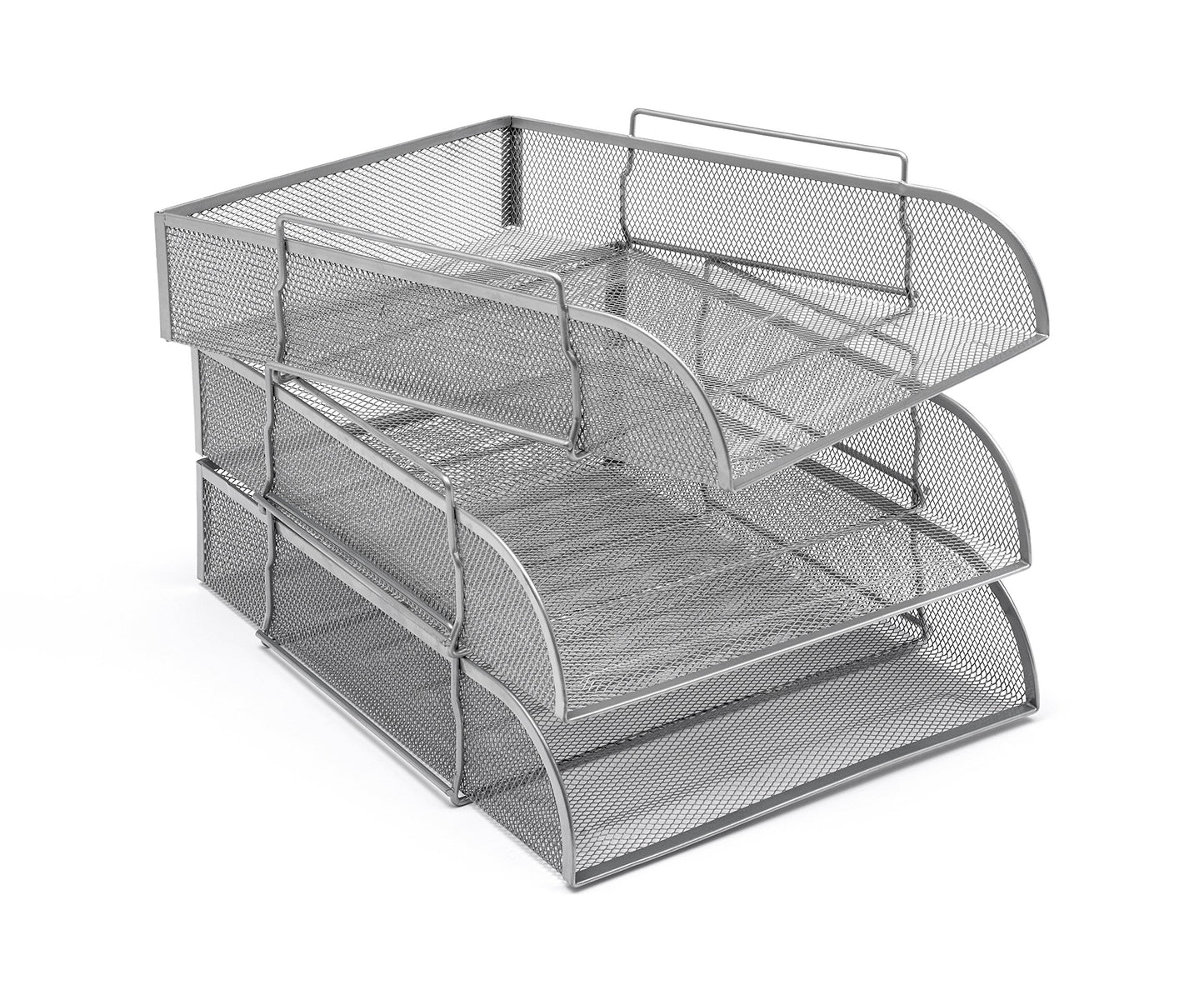 Osco Mesh Letter Tray Scratch-Resistant Stackable Front-Load Portrait Foolscap Silver Ref LT-SSP S
