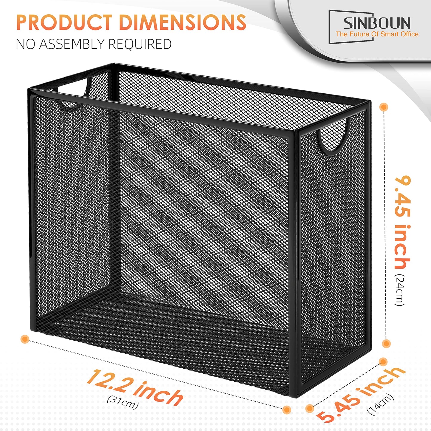 Sinboun Hanging File Organizer Includes 5 Hanging Folders for Office, Black