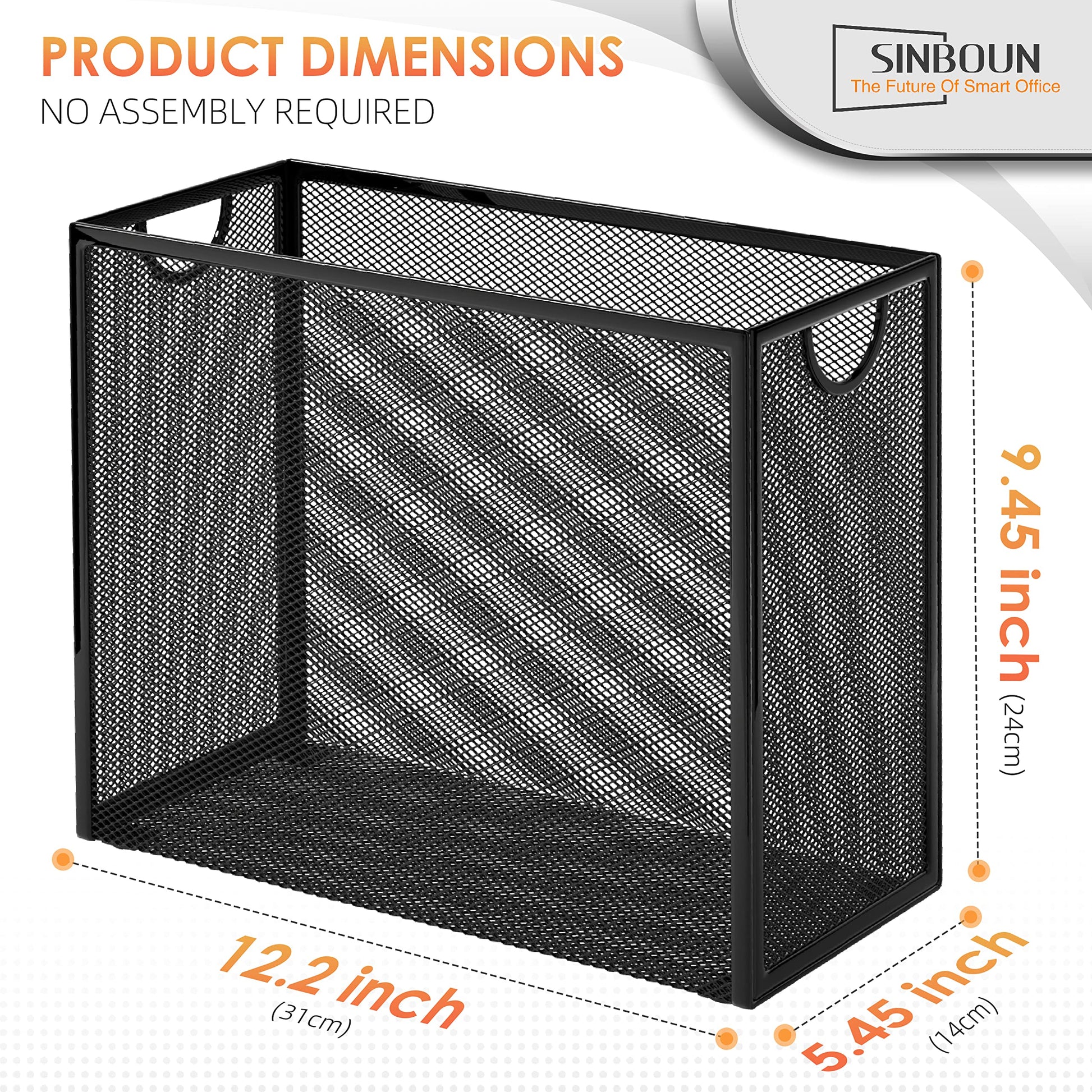 Sinboun Hanging File Organizer Includes 5 Hanging Folders for Office, Black
