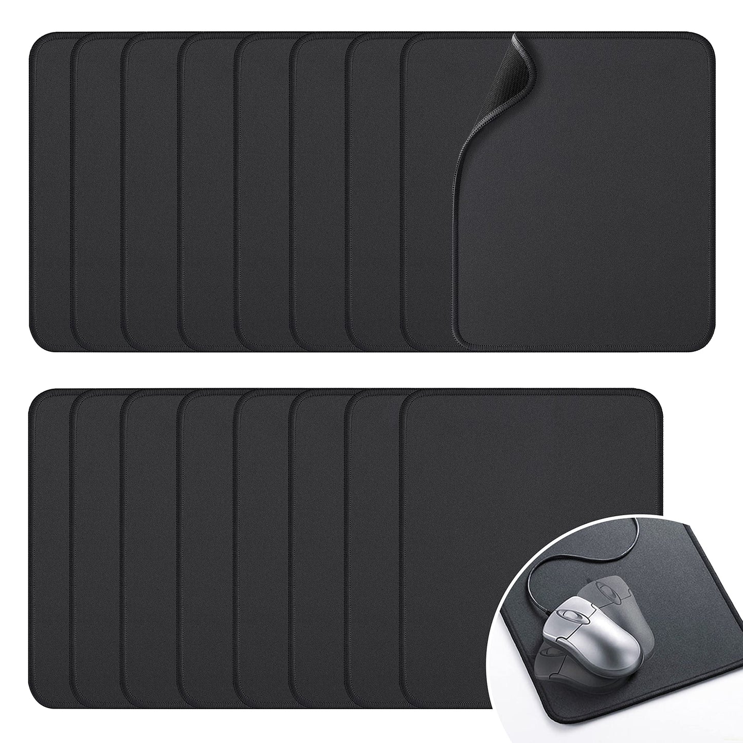 Zhithink 17 Pack Mouse Pad, 10.2''x8.2'' Computer Mousepad Bulk, Black
