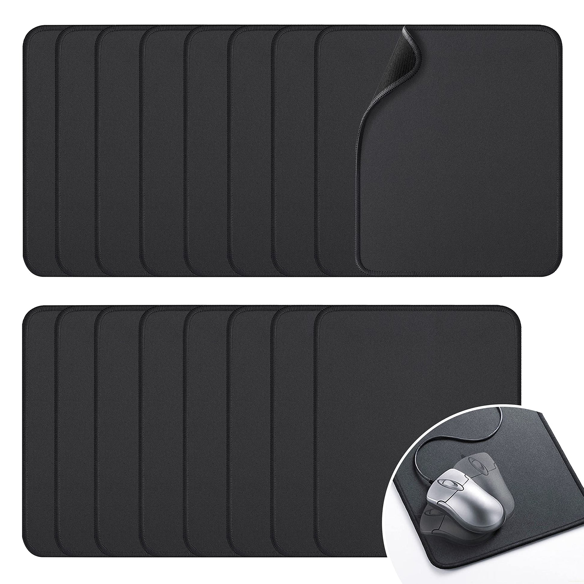 Zhithink 17 Pack Mouse Pad, 10.2''x8.2'' Computer Mousepad Bulk, Black