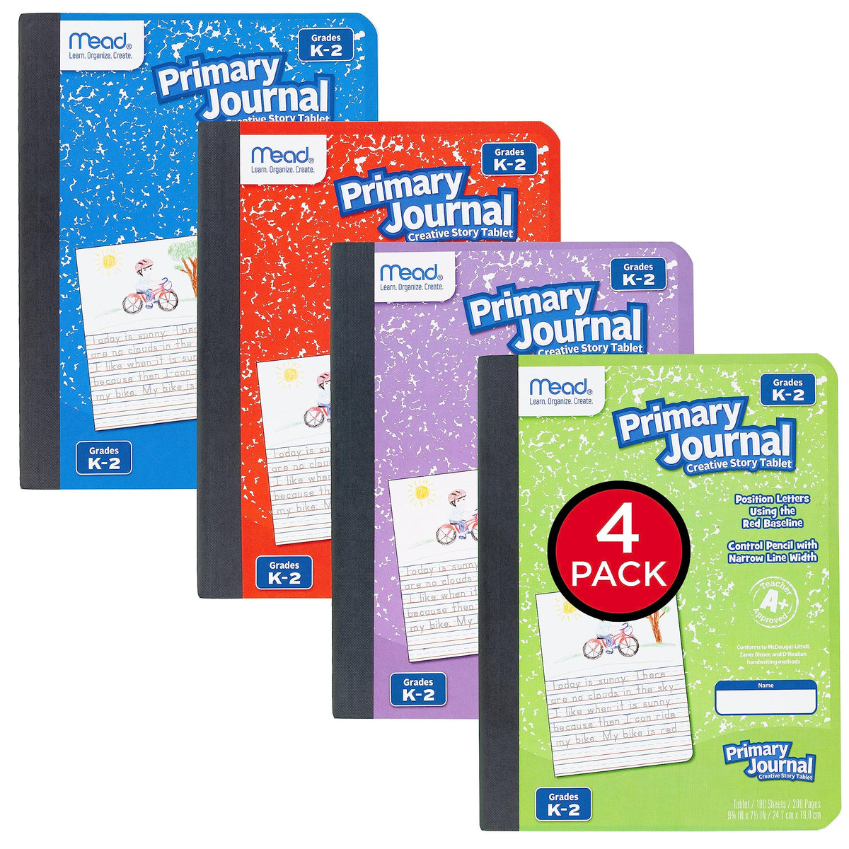 Mead Primary Journal Creative Story Tablet Composition Notebook, 7.5" x 9.75", Grades K-2, 100