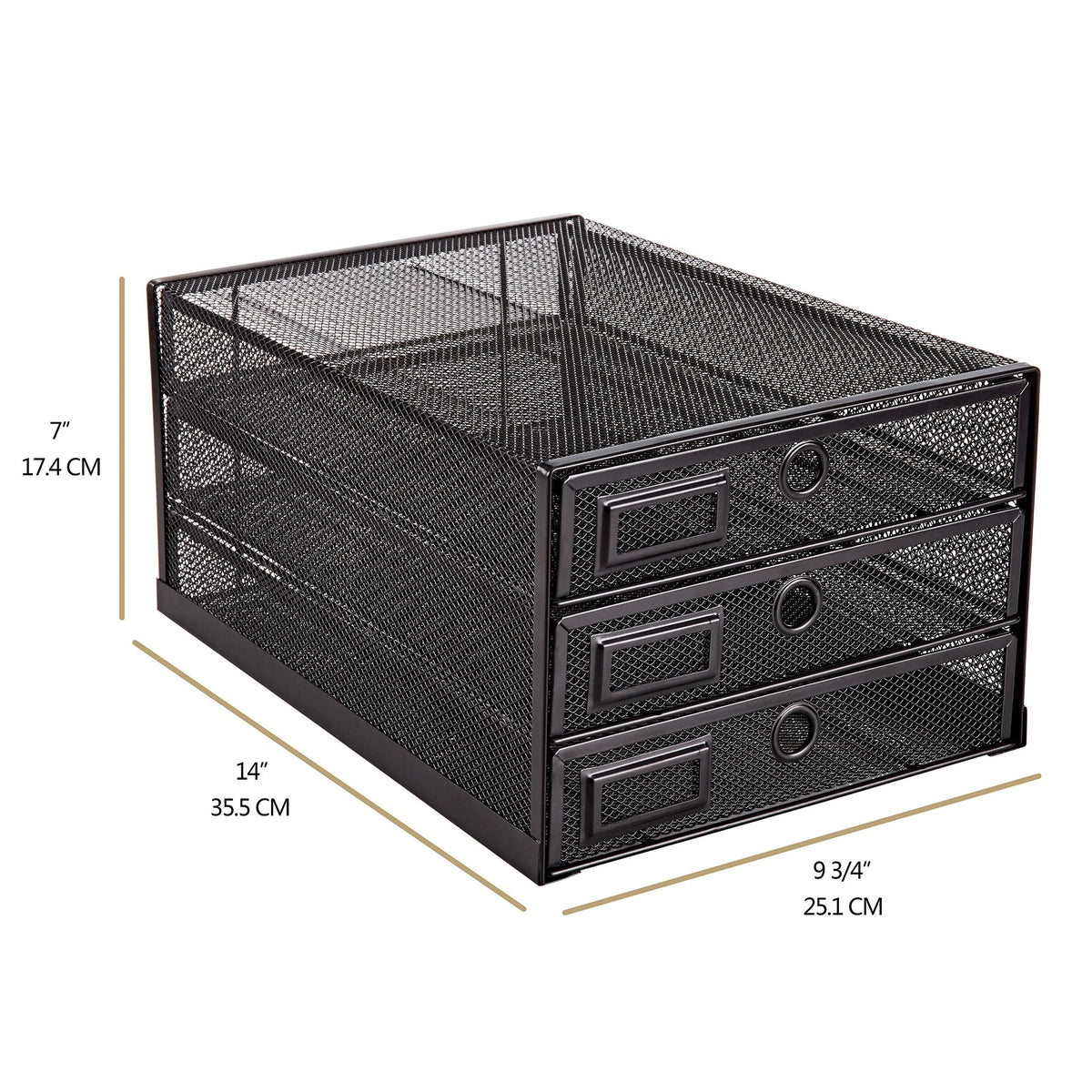 Annova Desk Organizer Wire Mesh 3 Tier Sliding Drawers Paper Sorter/Multifunctional/Premium Solid