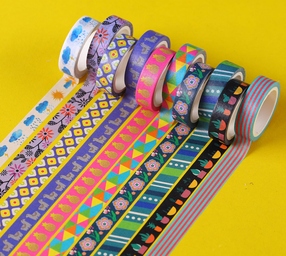 MPOPUUL Ninico 30 Rolls Washi Tape Set - 10mm Wide, Colorful Flower Style Design, Decorative