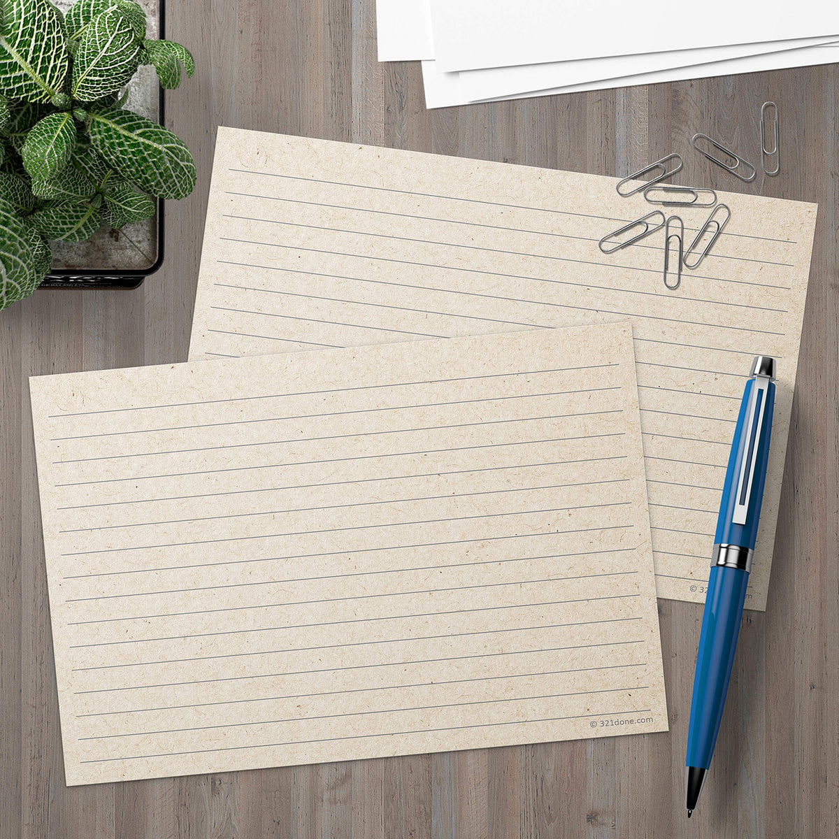 321Done Ruled Index Cards, Large 5x7, Set of 50, Kraft Tan, Double-Sided