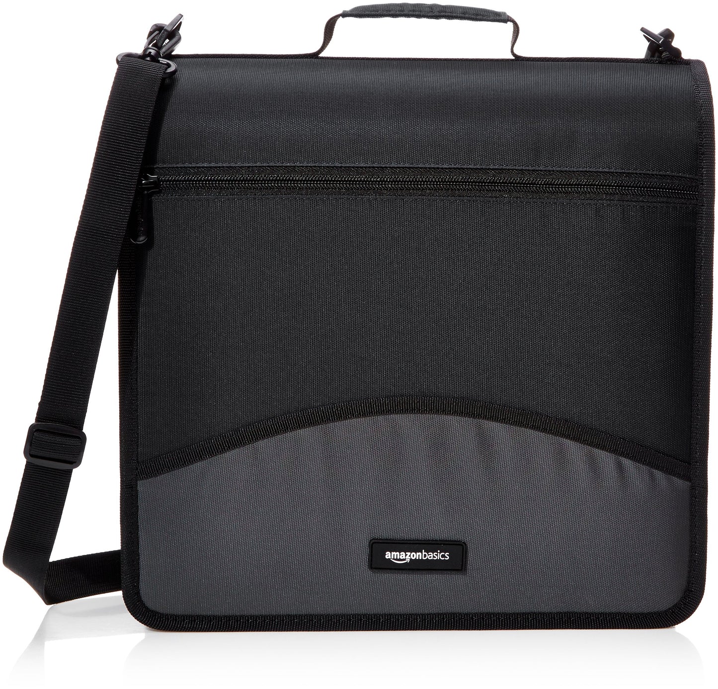 Amazon Basics Durable 3 Ring Binder with Zipper and Strap, Multiple Pockets, Sturdy Storage for