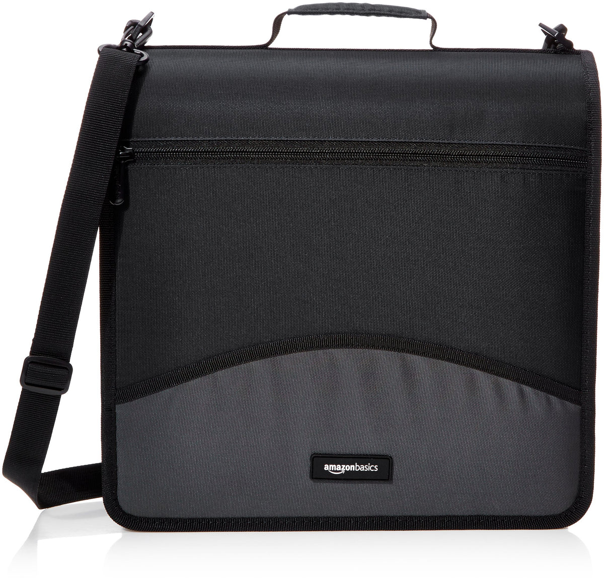 Amazon Basics Durable 3 Ring Binder with Zipper and Strap, Multiple Pockets, Sturdy Storage for