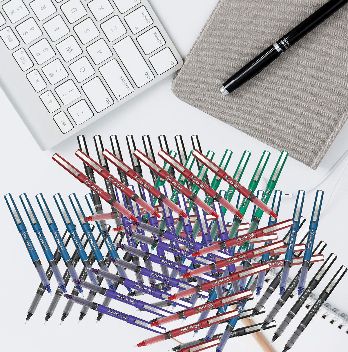 Precise V7 Stick Rolling Ball Pens, Fine Point (.7mm), Red Ink, 3-pk;