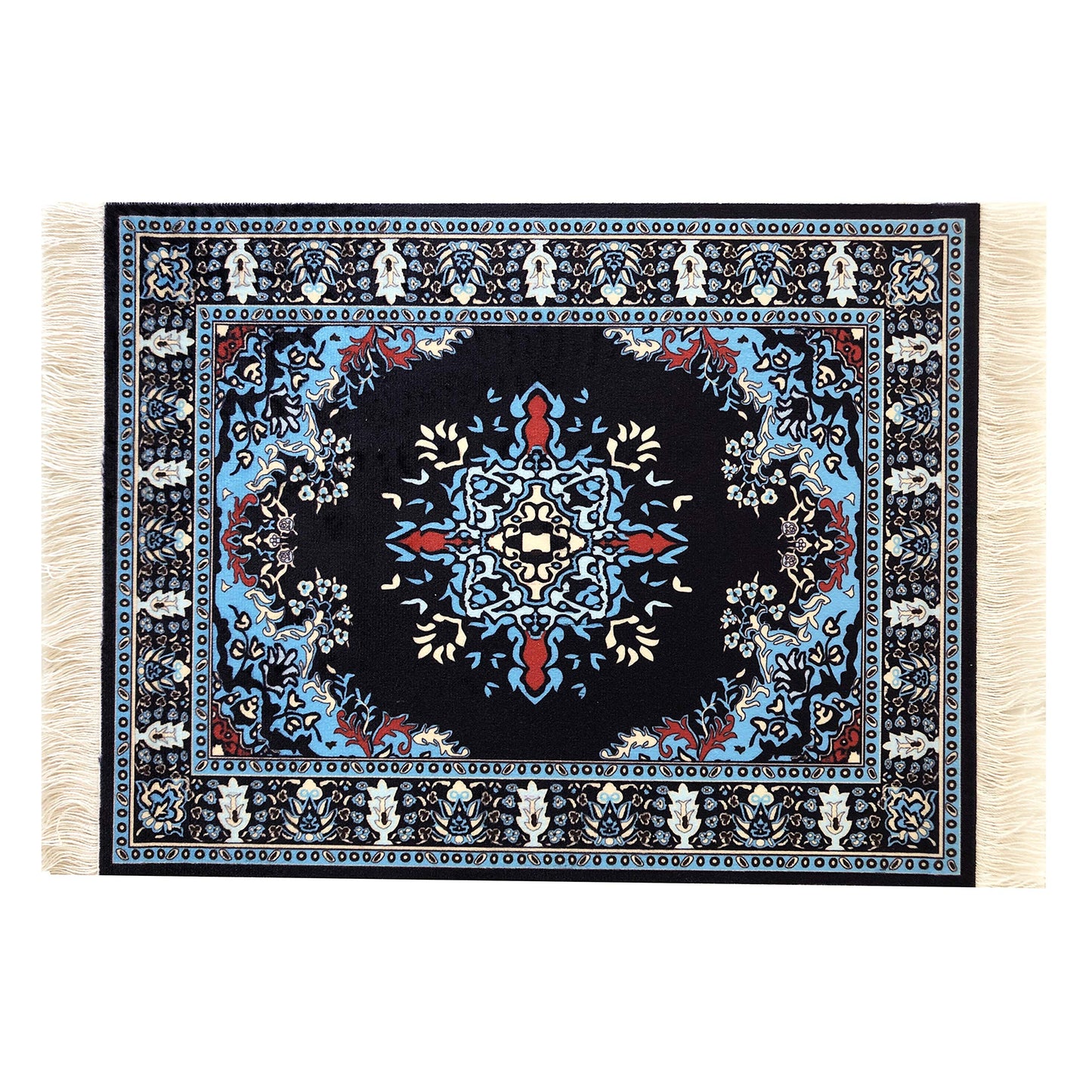 2-Pack Oriental Rug Mouse Pads – Mini Carpet Style Mousepads with Fringe, Non-Slip Rubber Base