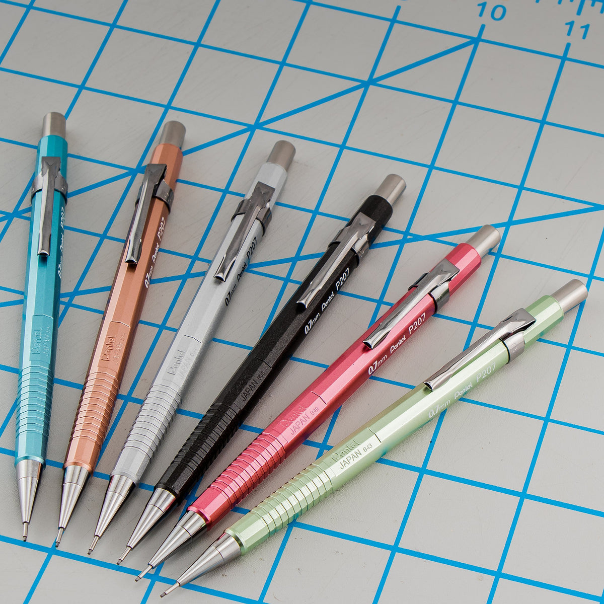 Pentel Sharp Mechanical Pencil, (0.7mm), Medium Line, Metallic Barrel, Assorted Colors, Pack of 3