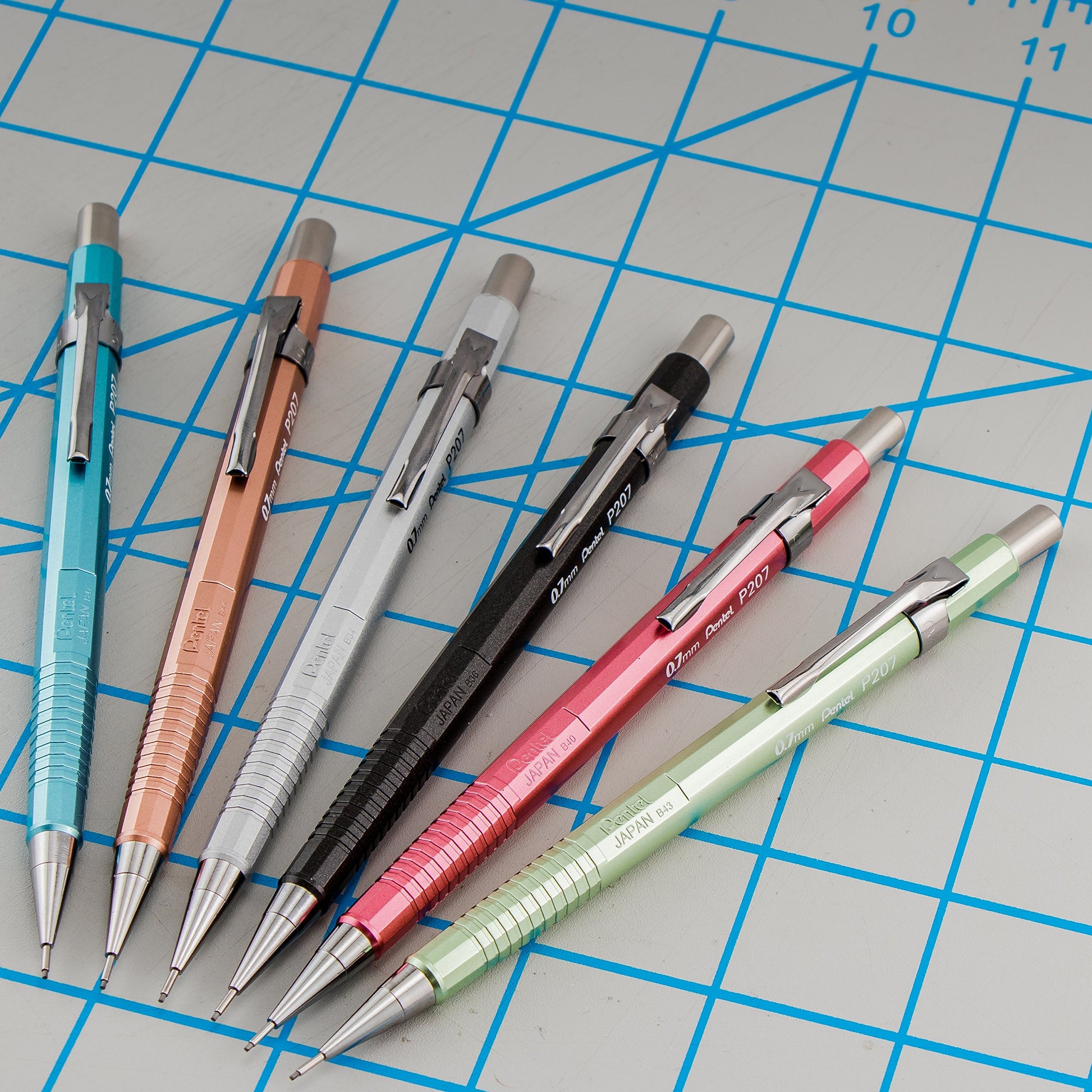 Pentel Sharp Mechanical Pencil, (0.7mm), Medium Line, Metallic Barrel, Assorted Colors, Pack of 3
