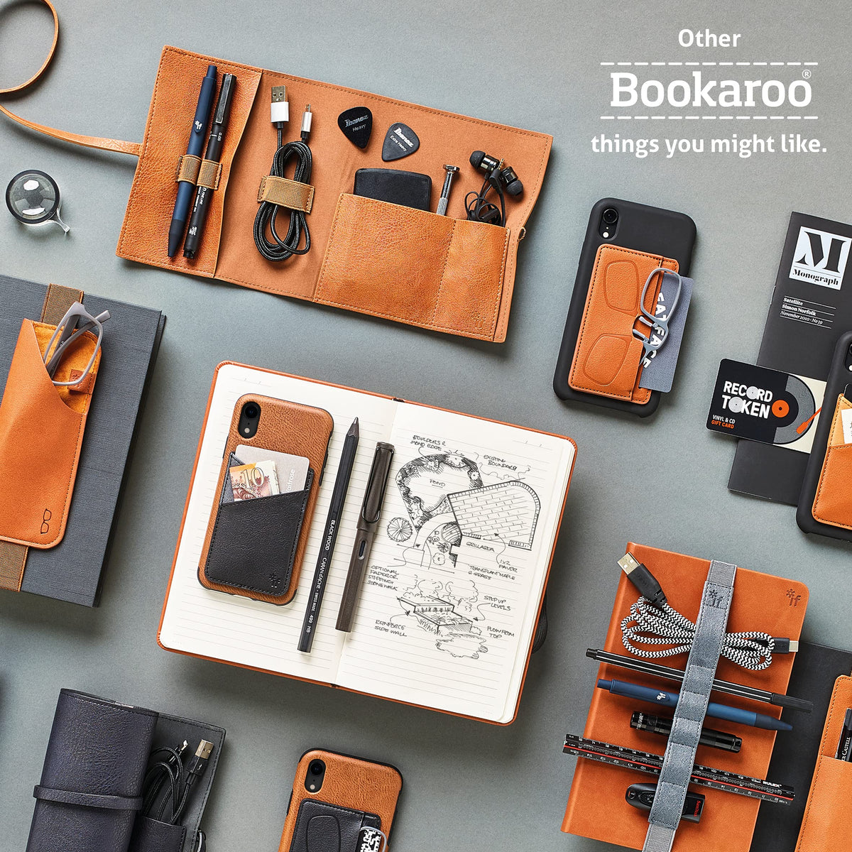 Bookaroo Book & Stuff Pouch Brown