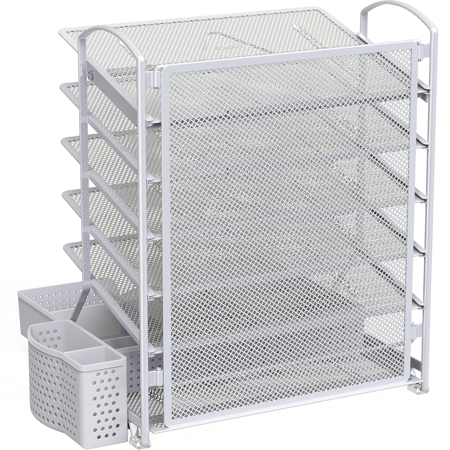 Simple Houseware 6-Tier Desk File Organizer w/Drawer & Pen Holder, Silver