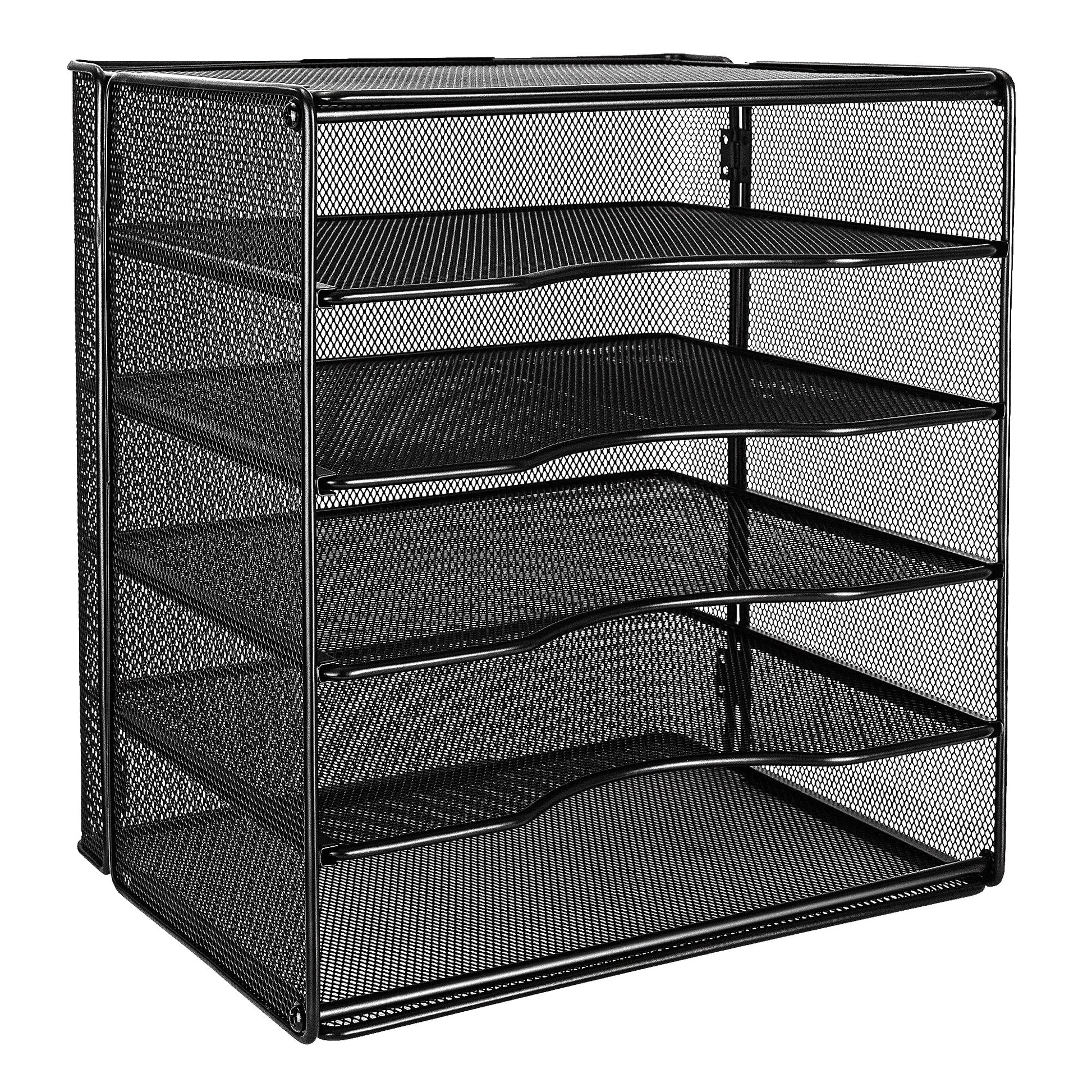 Amazon Basics 5-Tier Mesh Desk Organizer, File Holder, Paper Sorter for Office Supplies, Mail
